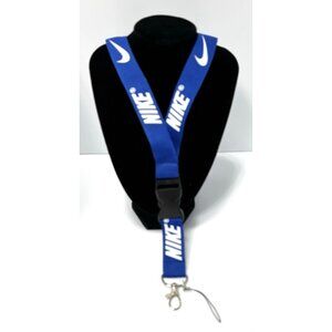 Nike Blue White Lanyard Detachable Clasp Keychain Holder ID Badge Strap New